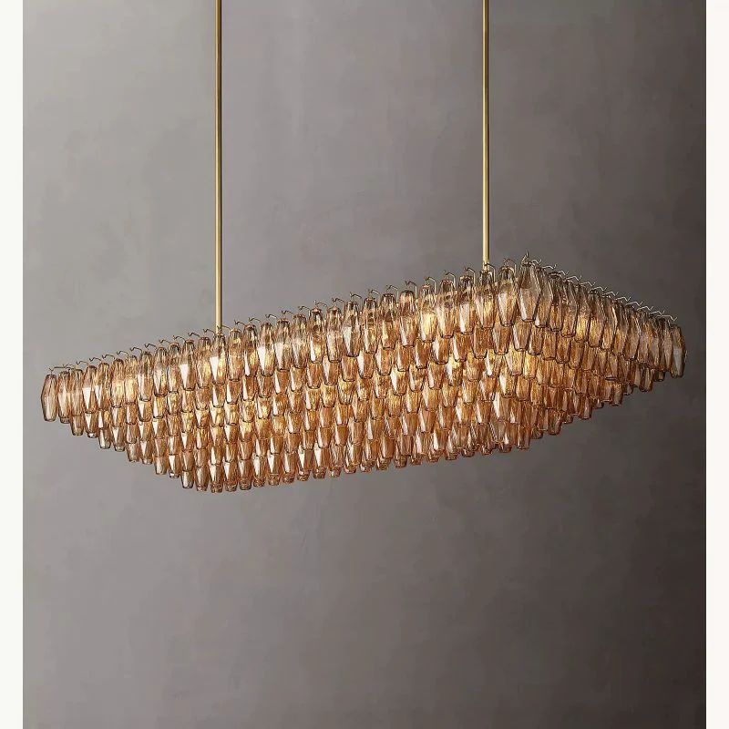 Chiara Murano Glass Tiered Rectangular Chandelier 74"