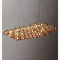 Chiara Murano Glass Tiered Rectangular Chandelier 74"