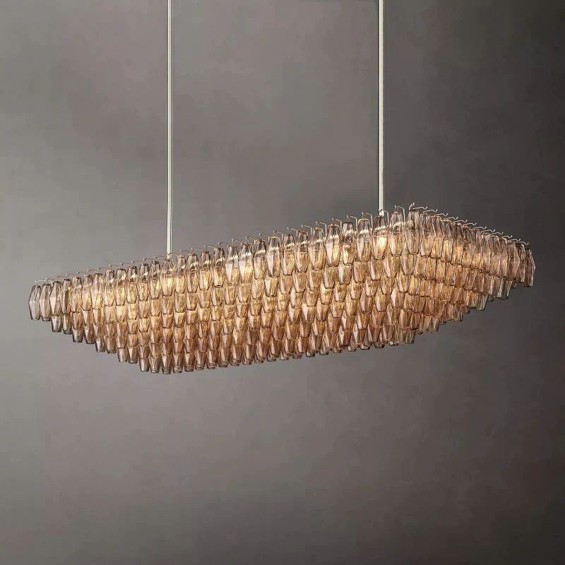 Chiara Murano Glass Tiered Rectangular Chandelier 74"