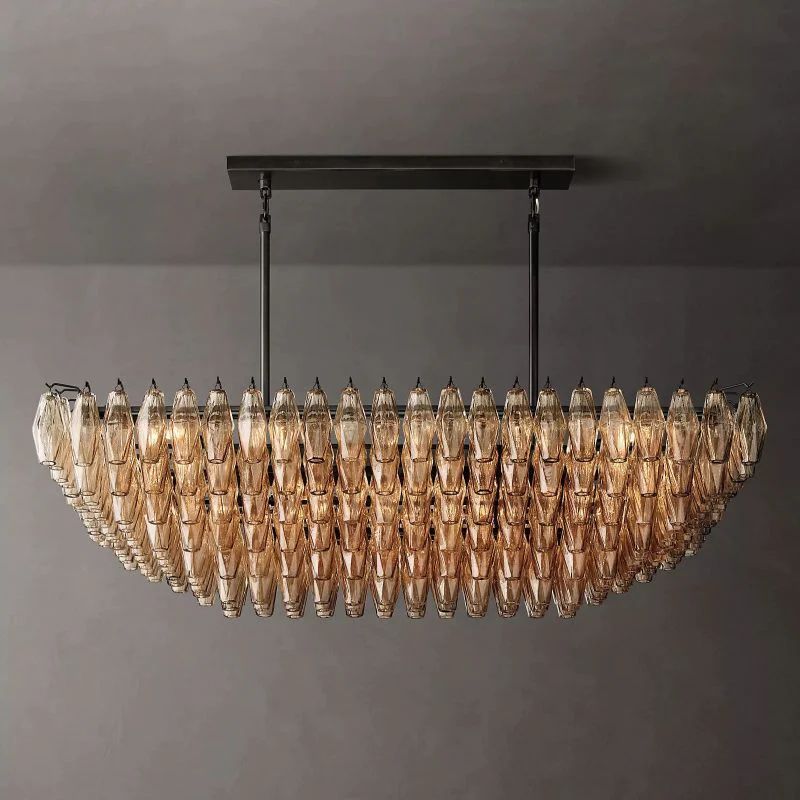 Chiara Murano Glass Tiered Rectangular Chandelier 54"