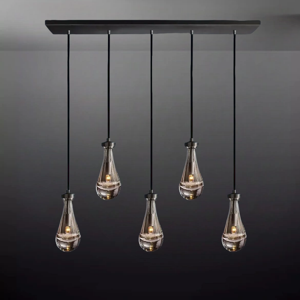 Rain Aura Glass Rectangular Chandelier 36"