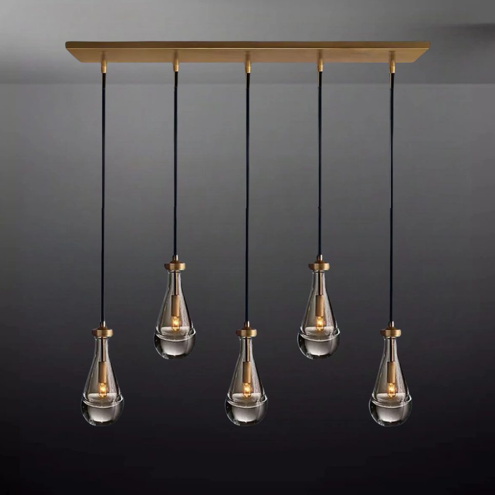 Rain Aura Glass Rectangular Chandelier 36"