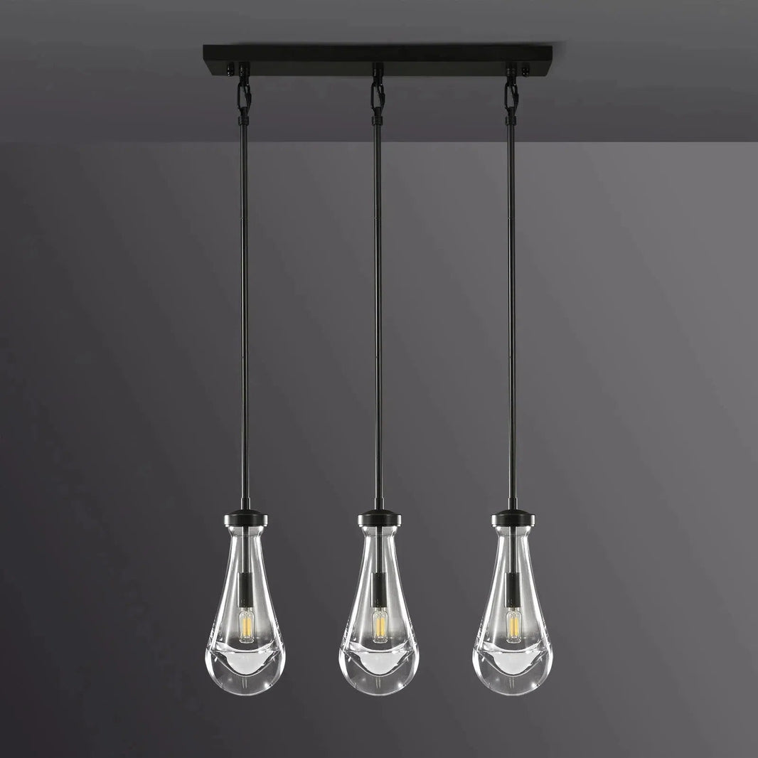 Rain Aura Glass Rectangular Chandelier 22"