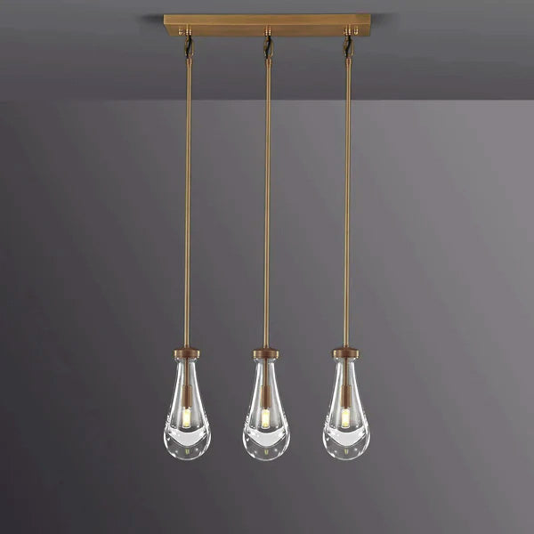 Rain Aura Glass Rectangular Chandelier 22"