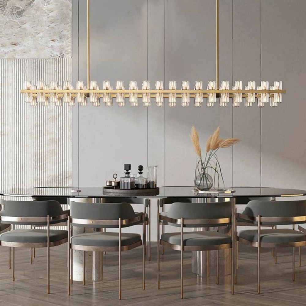 Arcachon Gear Crystal Rectangular Chandelier 72"