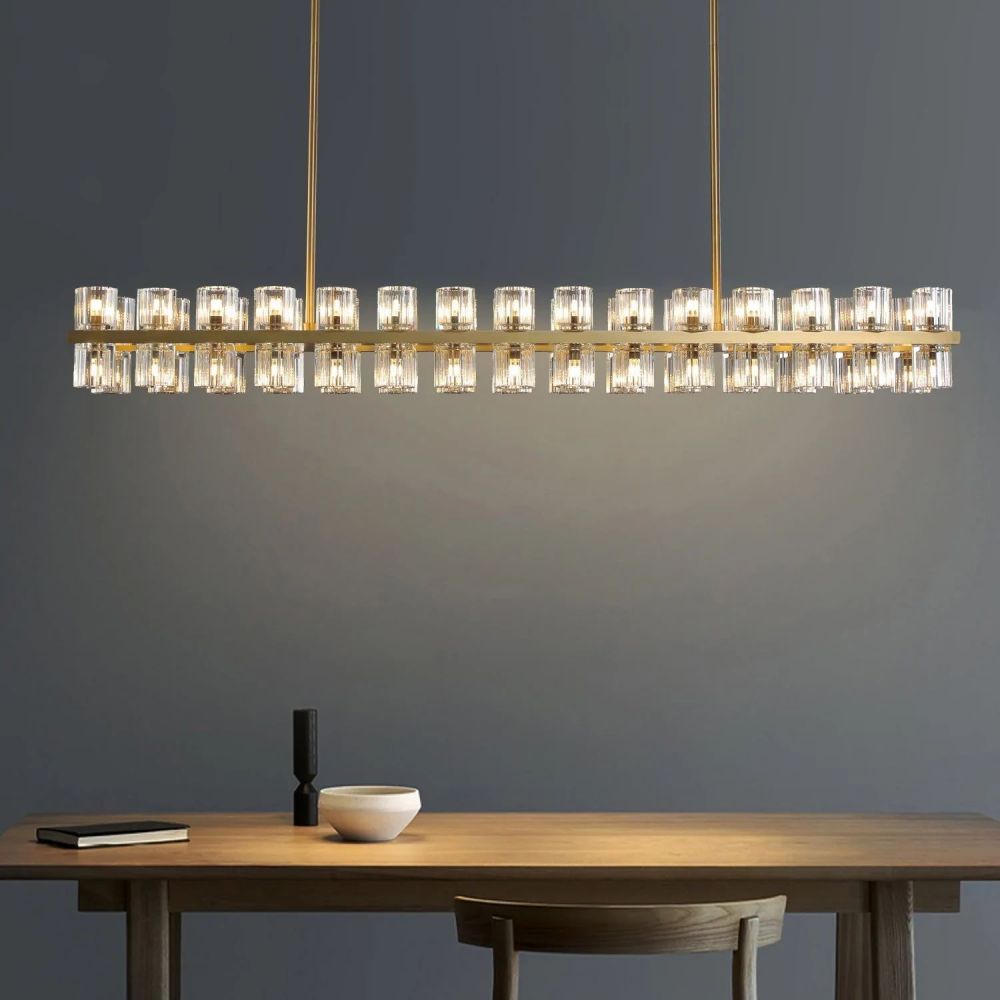 Arcachon Gear Crystal Rectangular Chandelier 54"