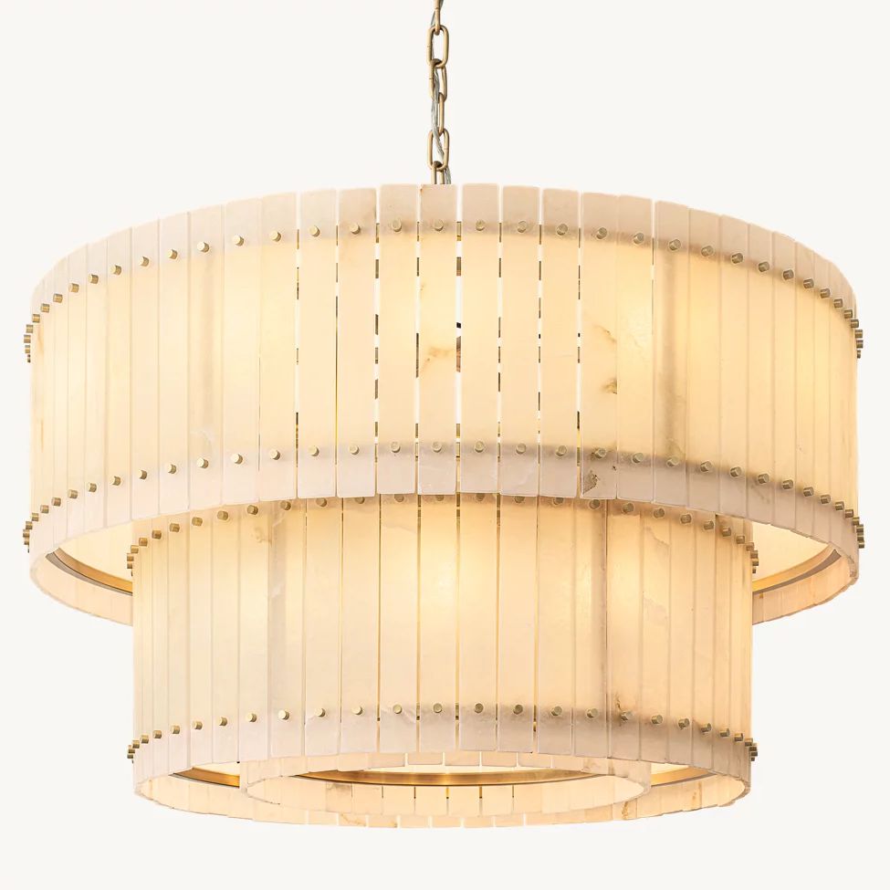 San Marco Vintage Alabaster Tiered Round Chandelier 48"