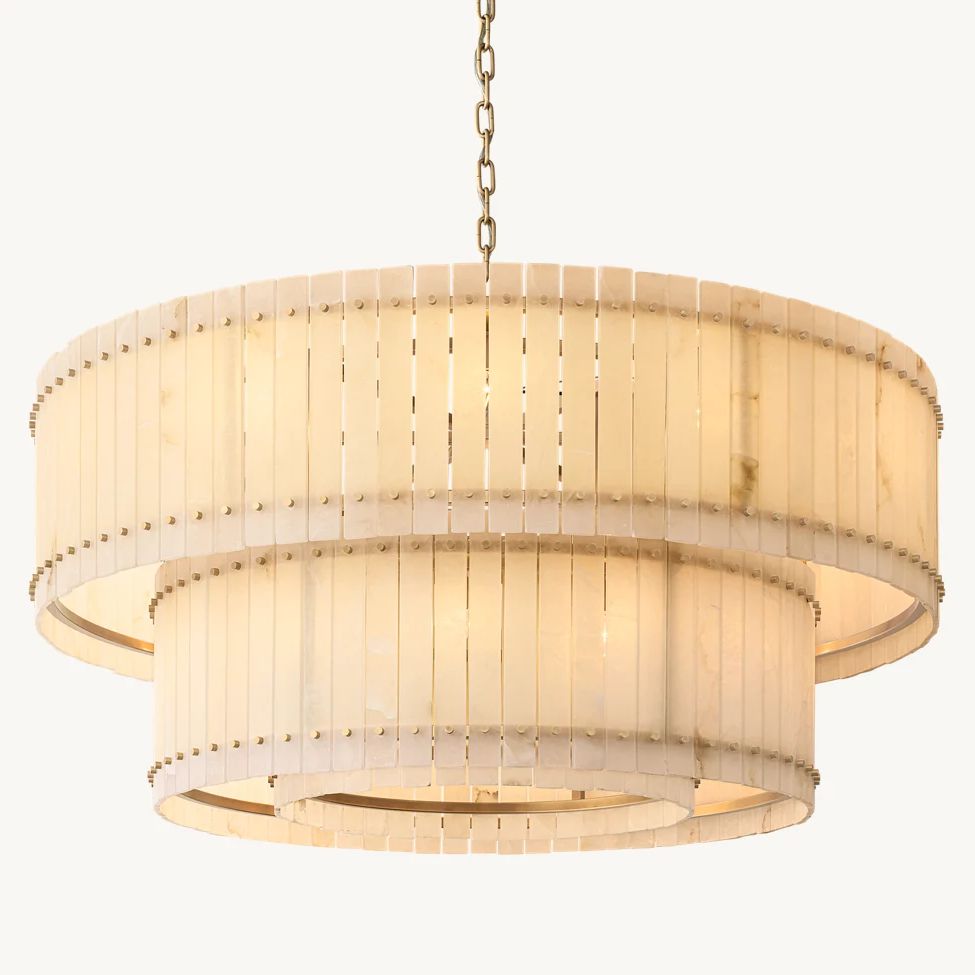 San Marco Vintage Alabaster Tiered Round Chandelier 60"