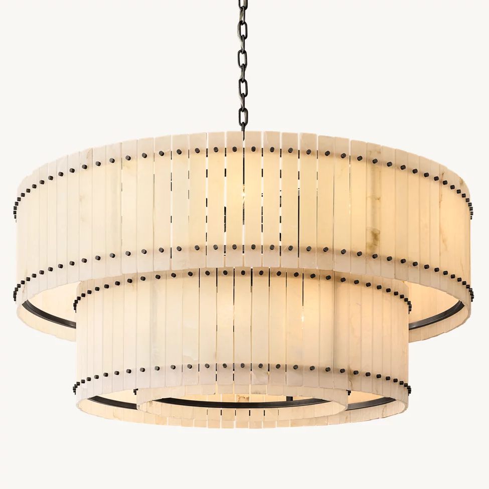 San Marco Vintage Alabaster Tiered Round Chandelier 60"