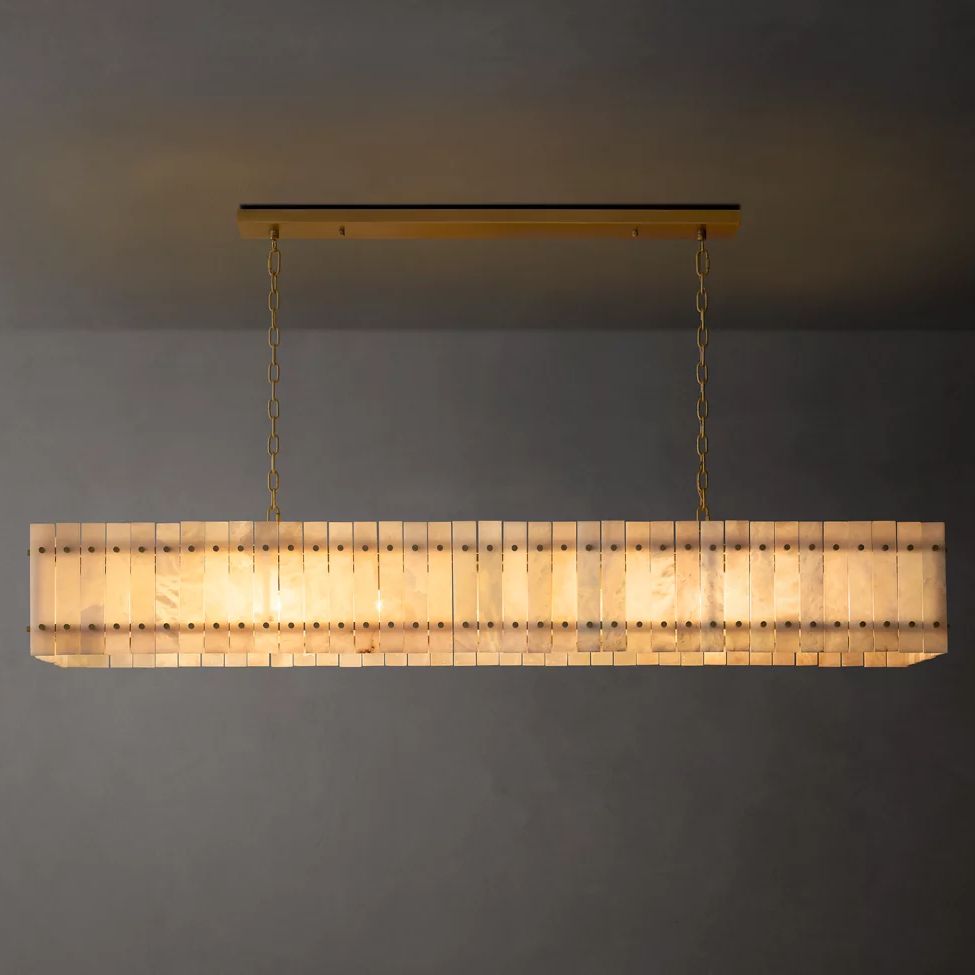 San Marco Vintage Alabaster Linear Chandelier 72"