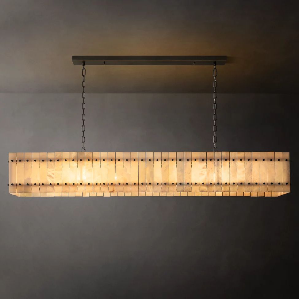 San Marco Vintage Alabaster Linear Chandelier 72"