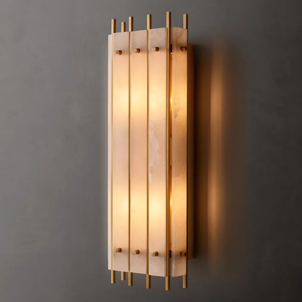 San Marco Vintage Alabaster Rectangular Wall Sconce
