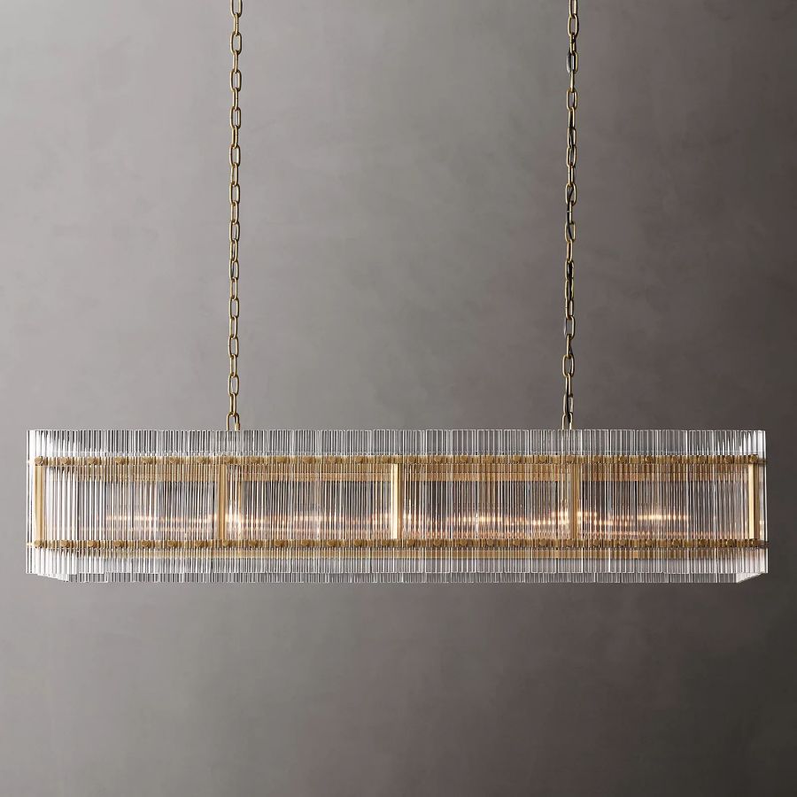 San Marco Vintage Glass Rectangle Chandelier 54"