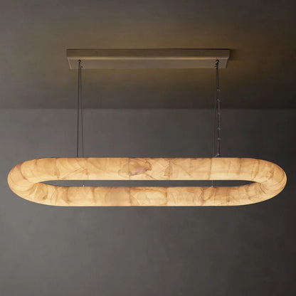 Rivage Lisse Veined Alabaster Oval Chandelier 57"