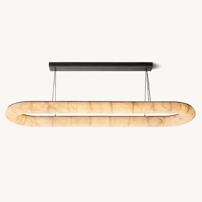 Rivage Lisse Veined Alabaster Oval Chandelier 74"