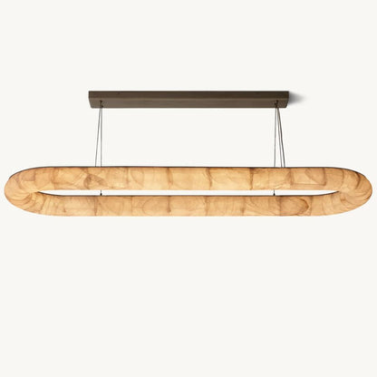 Rivage Lisse Veined Alabaster Oval Chandelier 74"