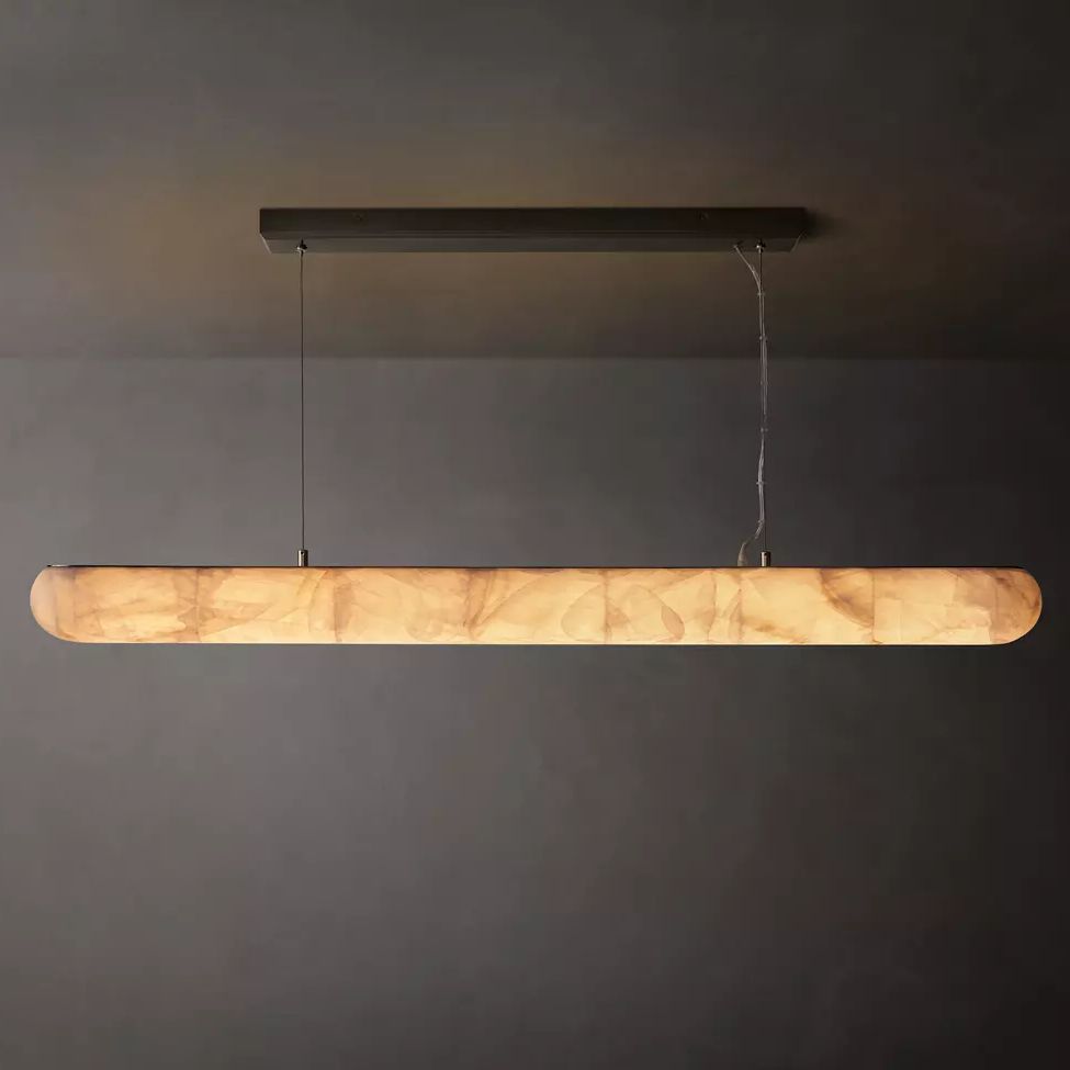 Rivage Lisse Veined Alabaster Linear Chandelier 60"