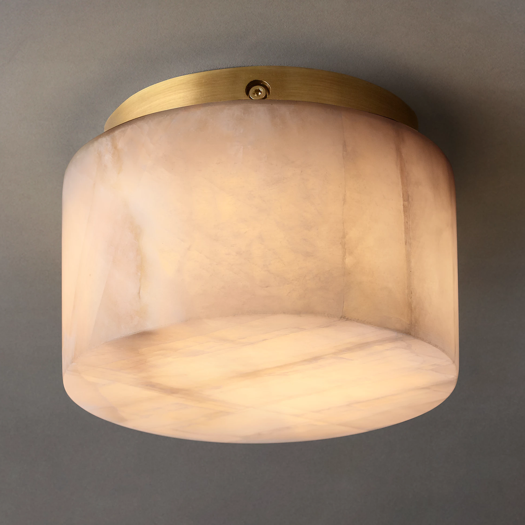 Rivage Veined Alabaster Round Flush Mount