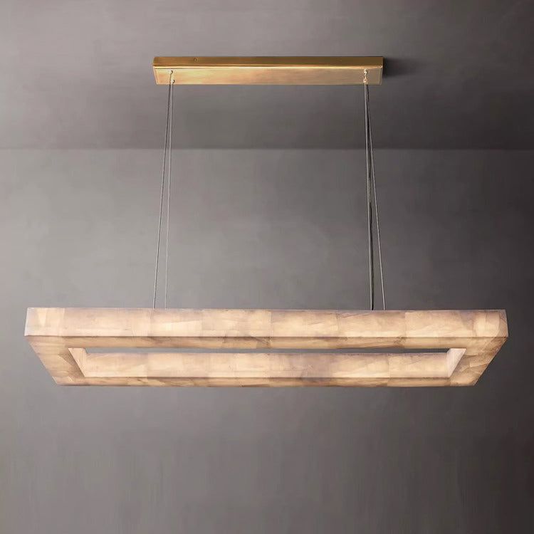 Rivage Veined Alabaster Rectangular Chandelier 72"