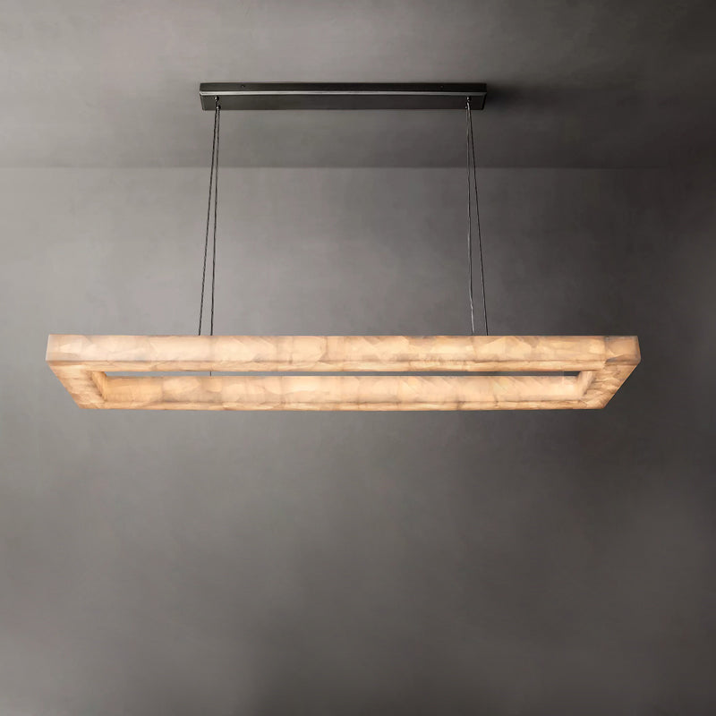 Rivage Veined Alabaster Rectangular Chandelier 72"