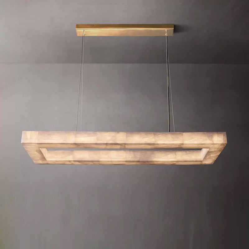 Rivage Veined Alabaster Rectangular Chandelier 54"