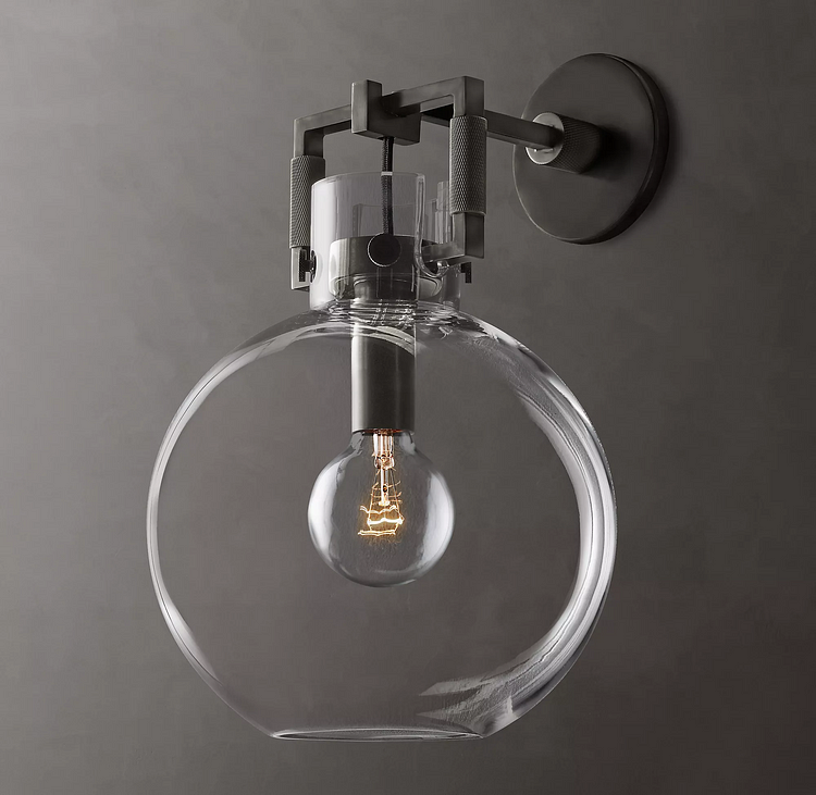 Machinist Glass Globe Wall Sconce