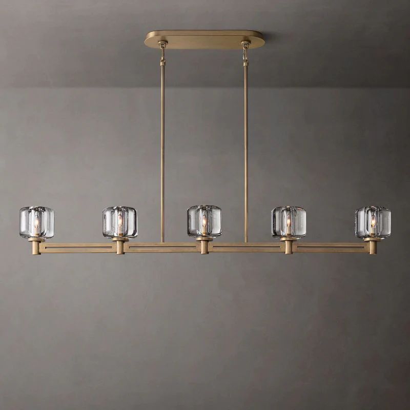 Demaret Sculpted Crystal Linear Chandelier 54"