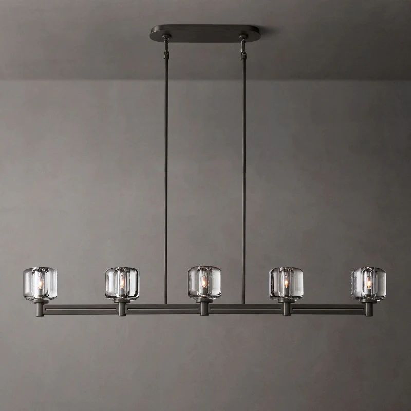 Demaret Sculpted Crystal Linear Chandelier 54"