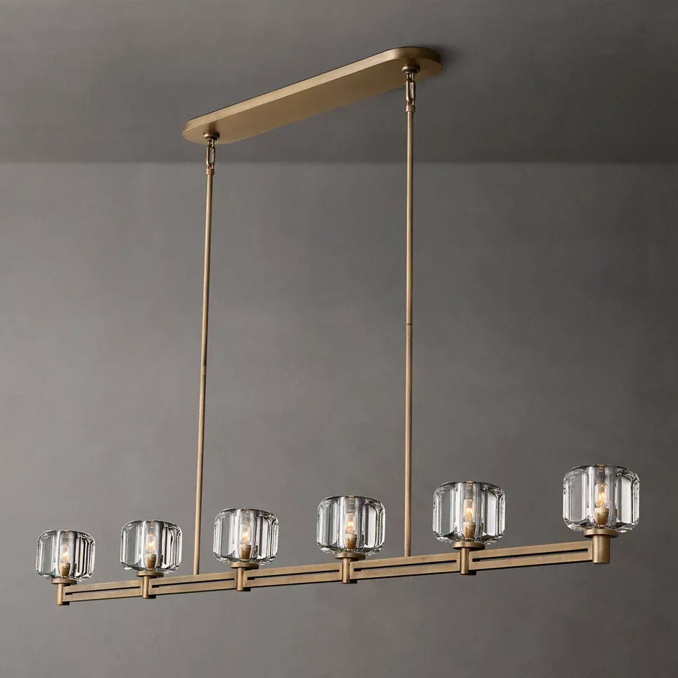 Demaret Sculpted Crystal Linear Chandelier 72"