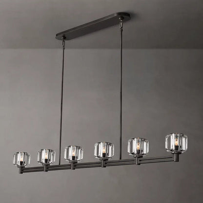 Demaret Sculpted Crystal Linear Chandelier 72"