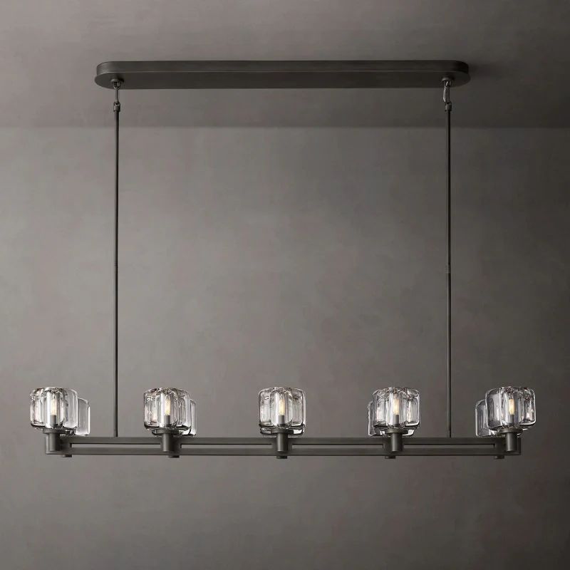 Demaret Sculpted Crystal Double Linear Chandelier 54"