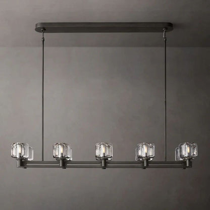 Demaret Sculpted Crystal Double Linear Chandelier 54"