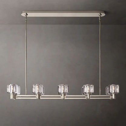 Demaret Sculpted Crystal Double Linear Chandelier 54"