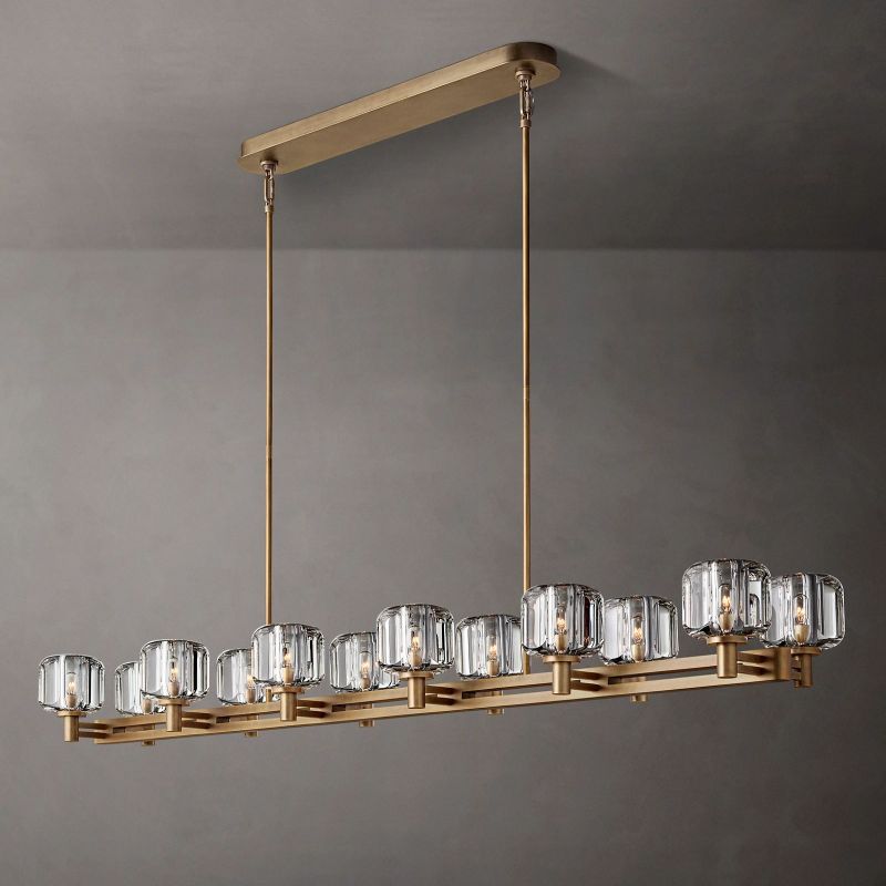 Demaret Sculpted Crystal Double Linear Chandelier 72"