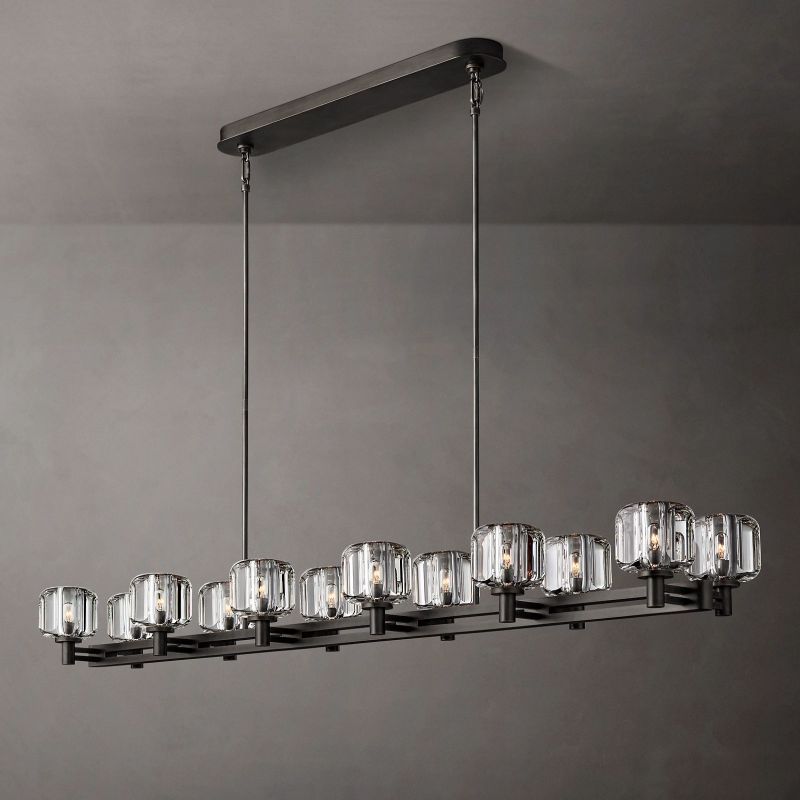 Demaret Sculpted Crystal Double Linear Chandelier 72"