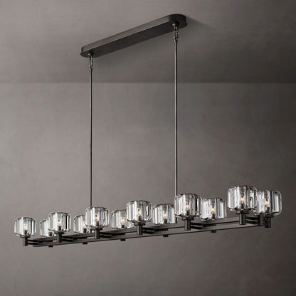 Demaret Sculpted Crystal Double Linear Chandelier 72"