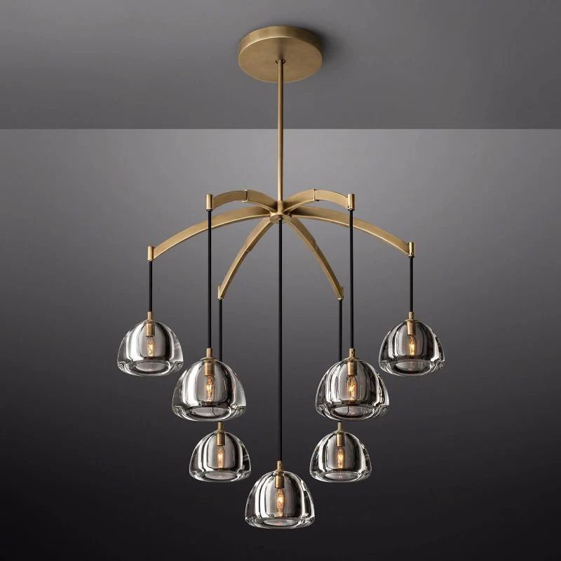 Hemisphere Delicate Crystal Round Chandelier 36"