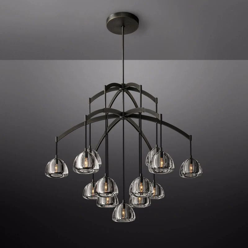 Hemisphere Delicate Crystal Round Chandelier 48"