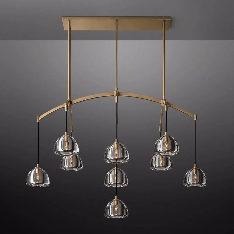 Hemisphere Delicate Crystal Linear Chandelier 54"