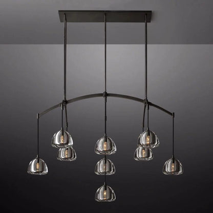 Hemisphere Delicate Crystal Linear Chandelier 54"