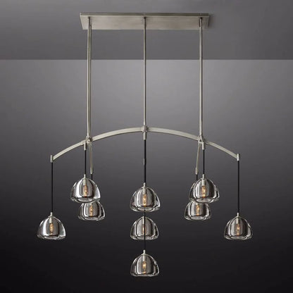 Hemisphere Delicate Crystal Linear Chandelier 54"
