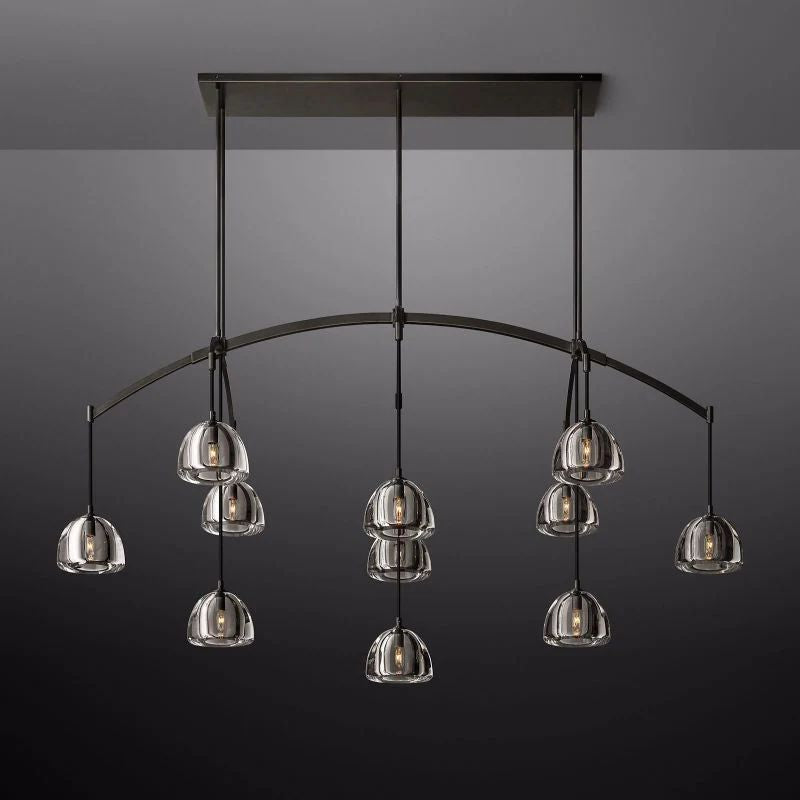Hemisphere Delicate Crystal Linear Chandelier 72"