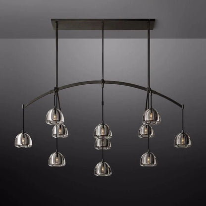 Hemisphere Delicate Crystal Linear Chandelier 72"