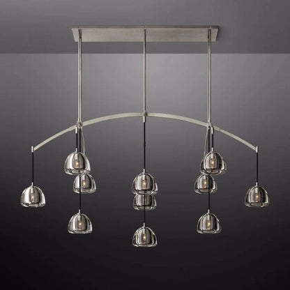 Hemisphere Delicate Crystal Linear Chandelier 72"