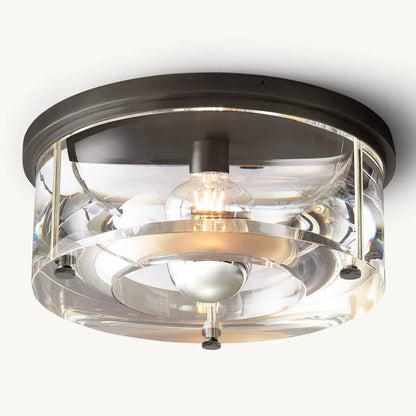 Savile Crystal Block Round Flush Mount