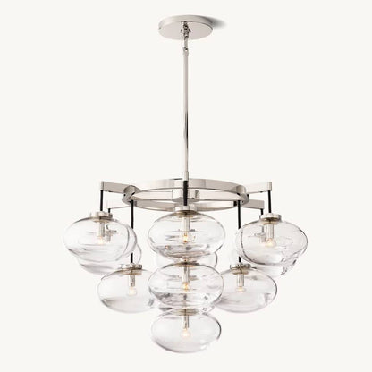 Cabrette Float Glass Round Chandelier 36"