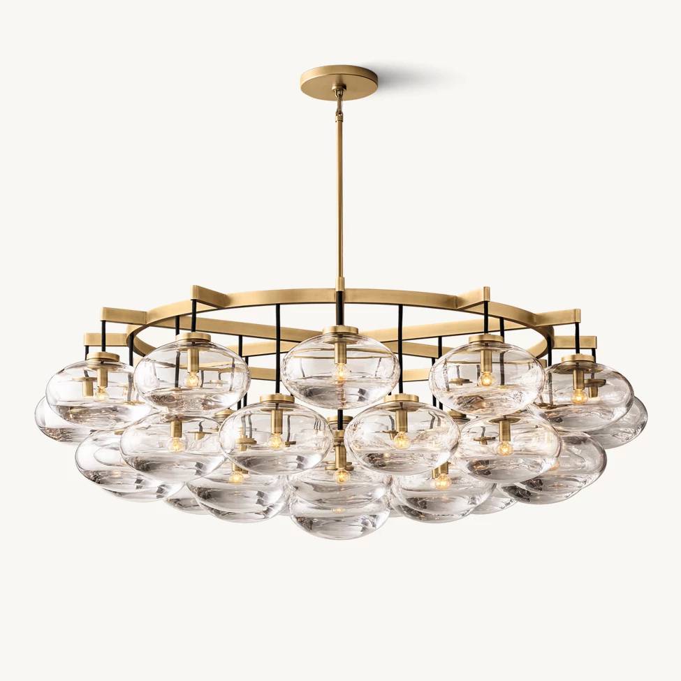 Cabrette Float Glass Round Chandelier 60"