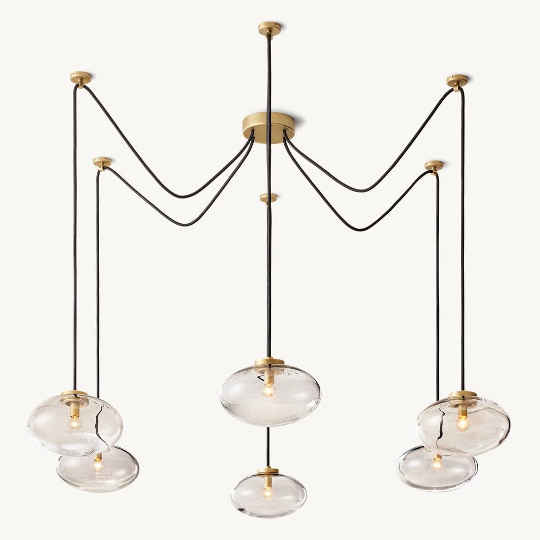 Cabrette Float Glass Suspended Chandelier 84"
