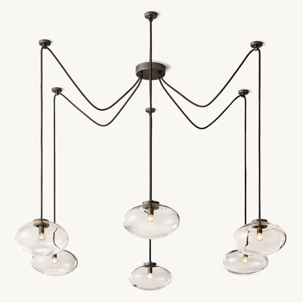 Cabrette Float Glass Suspended Chandelier 84"