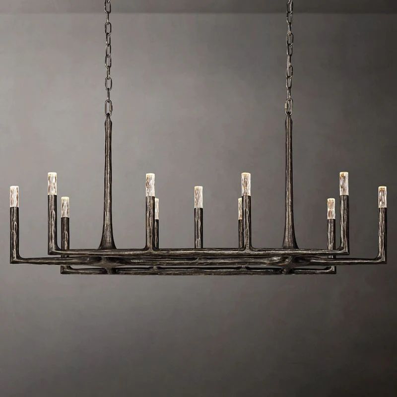 Thaddeus Artisan Forged Linear Chandelier 54"